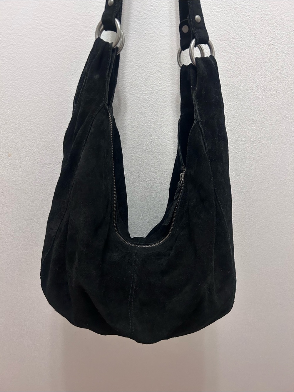 Free People Black Suede Slouchy Hobo Shoulder bag
